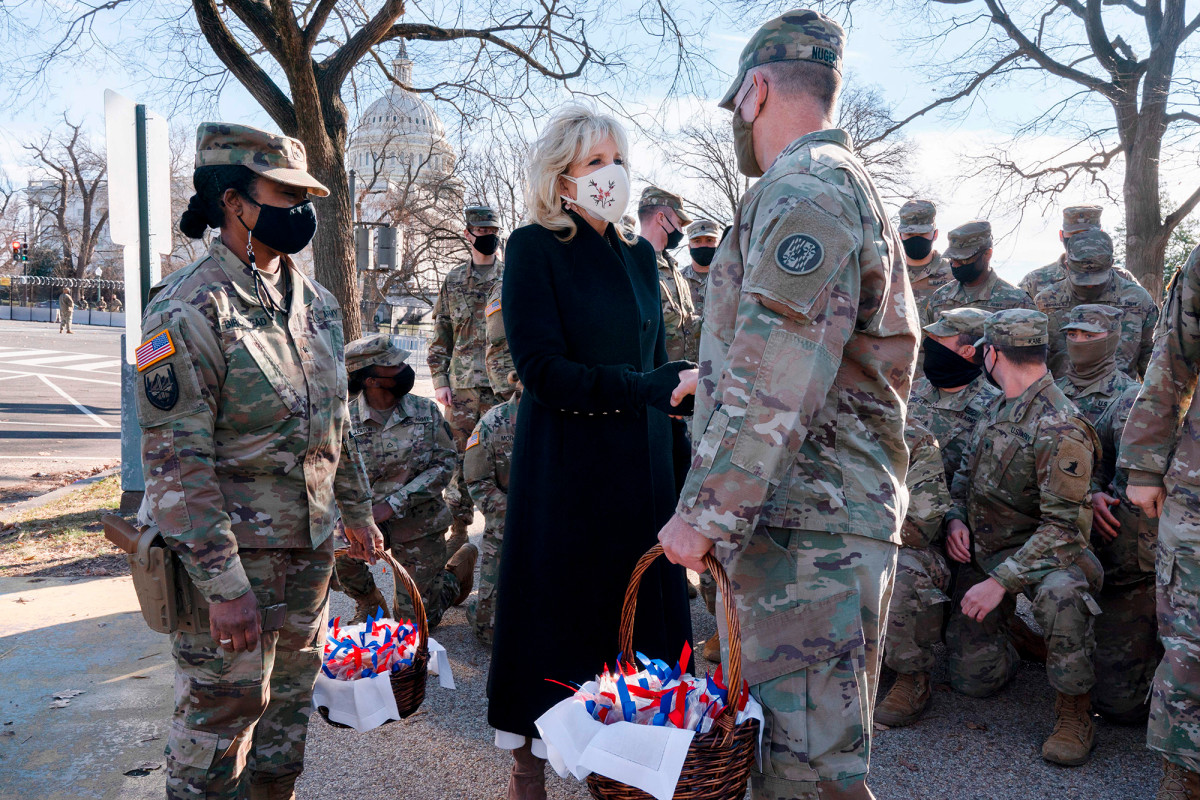 Jill Biden visits National Guard troops, thanks them for keeping family safe