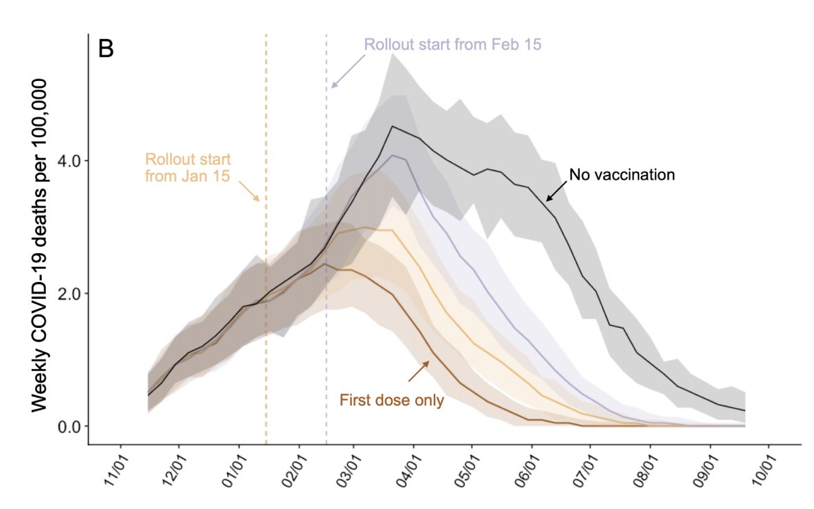 🗣️Out now! Our new preprint analyzes multiple levers for optimizing the #COVIDー19 #vaccine rollout, and finds that accelerating the rollout trumps risk-based prioritization and overcoming hesitancy in reducing mortality: medrxiv.org/content/10.110… thread: 1/8