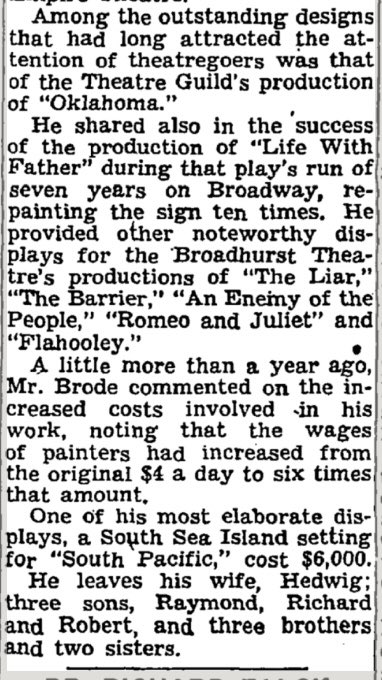 Here is a  @nytimes obit for Leo Brode, whose company did the sign. Their office was a few blocks away from CBS.