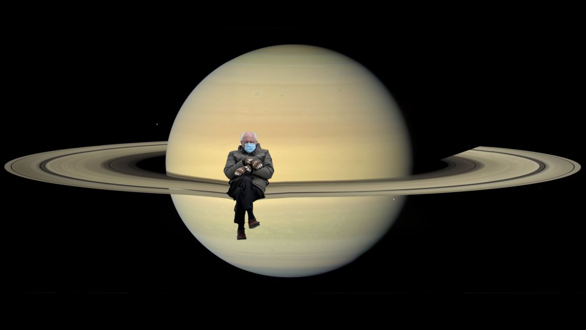 SPACEdotcom's tweet photo. Bernie Sanders in space! These inauguration mitten memes are out of this world https://t.co/ULSOErVStC https://t.co/uokhEoLMDO