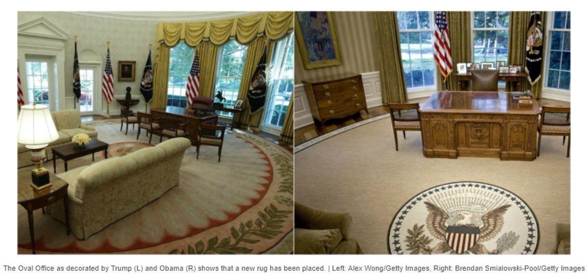 Did more research w/ more issues of Oval Office:*Carpet doesnt match drapes *Different portraits on left side wall of seated POTUS*On POTUS seated right, Trump had portrait where Biden has scenery painting*Wallpaper are different*Trump's vs Obama's CarpetCase Closed!