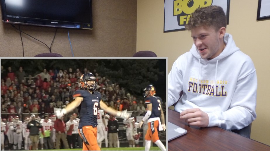 Channel1450com's tweet photo. Live Rewind: Cade Eddington Wraps Up Rochester vs Glenwood from 2018 And Talks Western Illinois football: https://t.co/0fVYawklUo https://t.co/UrJuHla7Mz