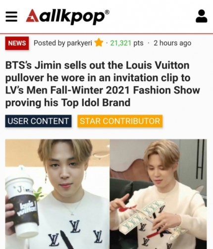 BTS's JIMIN trends worldwide after his image from the #LVMenFW21 fashion  show is seen at the 8th edition of the Paris Luxury Summit