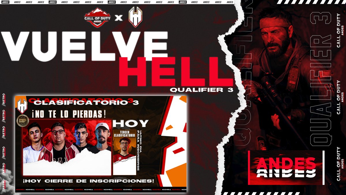 CODAndesGG's tweet photo. #VuelveHell - Qualifier 3 @h3lltournaments.

Vuelve @h3lltournaments el día de mañana con su tercer Qualifier el cual dará comienzo a las 17:00 PM.

Ultimo día de inscripciones, no se lo pierdan!

#PoderAndino https://t.co/tS5Lmdaoo2