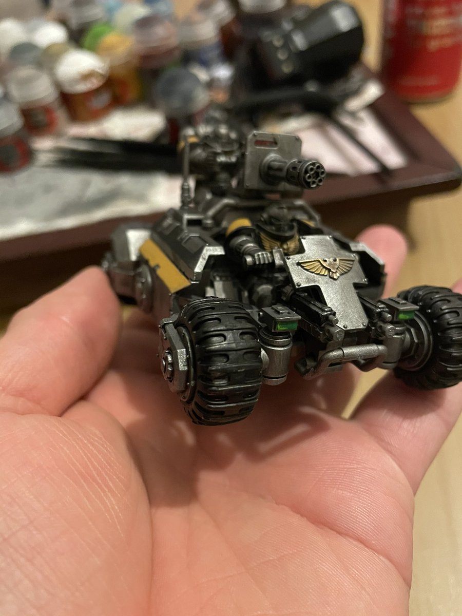 richchil88's tweet photo. Finished my ATV tonight just a basic paint job but I’m happy with it 😁 #warhammer40k #new40k #warhammercommunity #gamesworkshop #hobby #40k #warmongers #warmaidens #silverTemplar #Spacemarine @WarComTeam https://t.co/cFAUUHUF3v