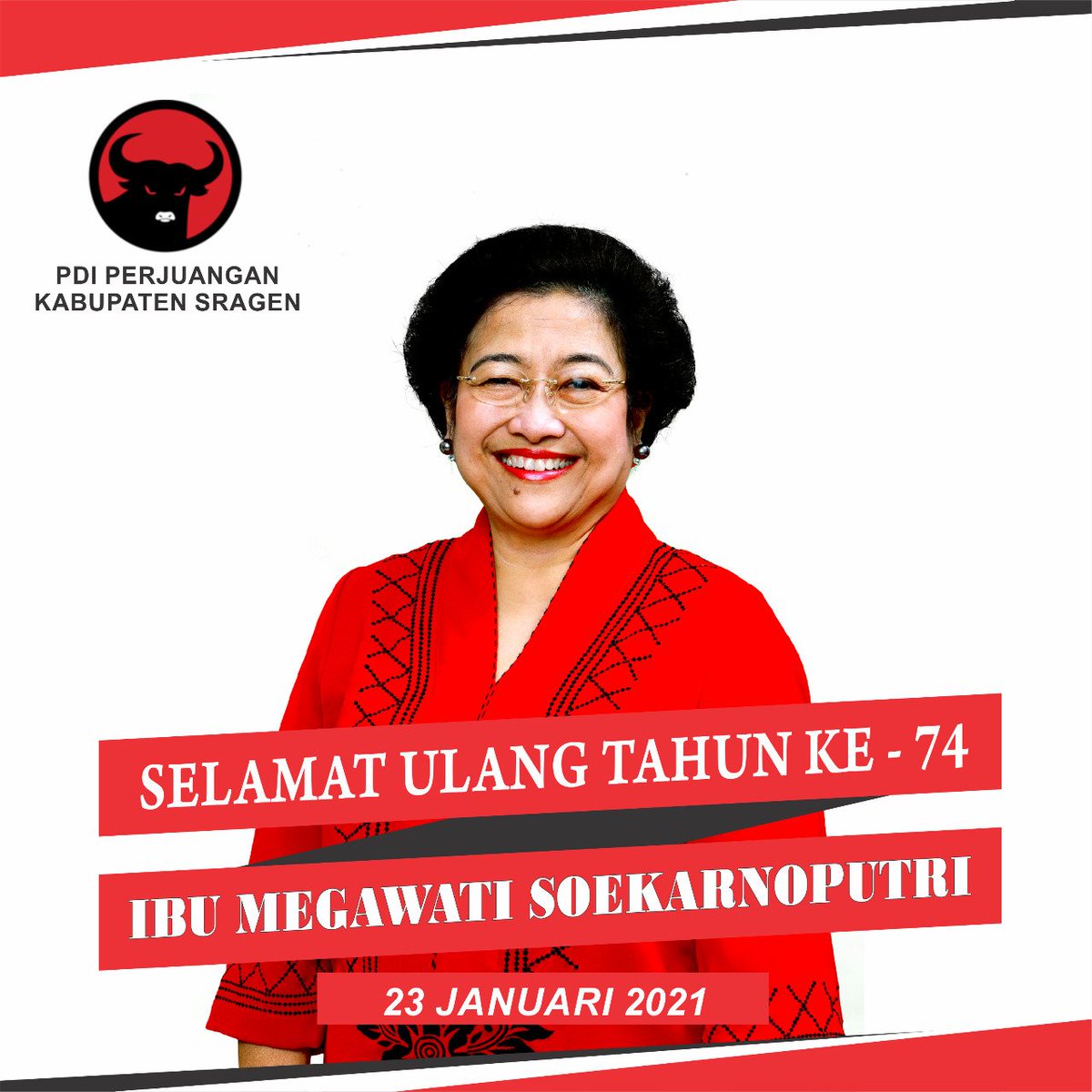 pac_patean's tweet photo. Selamat Ulang Tahun ke 74 ibu Ketua Umum @PDI_Perjuangan 
#dirgahayubumega https://t.co/V7gIyW1QbO