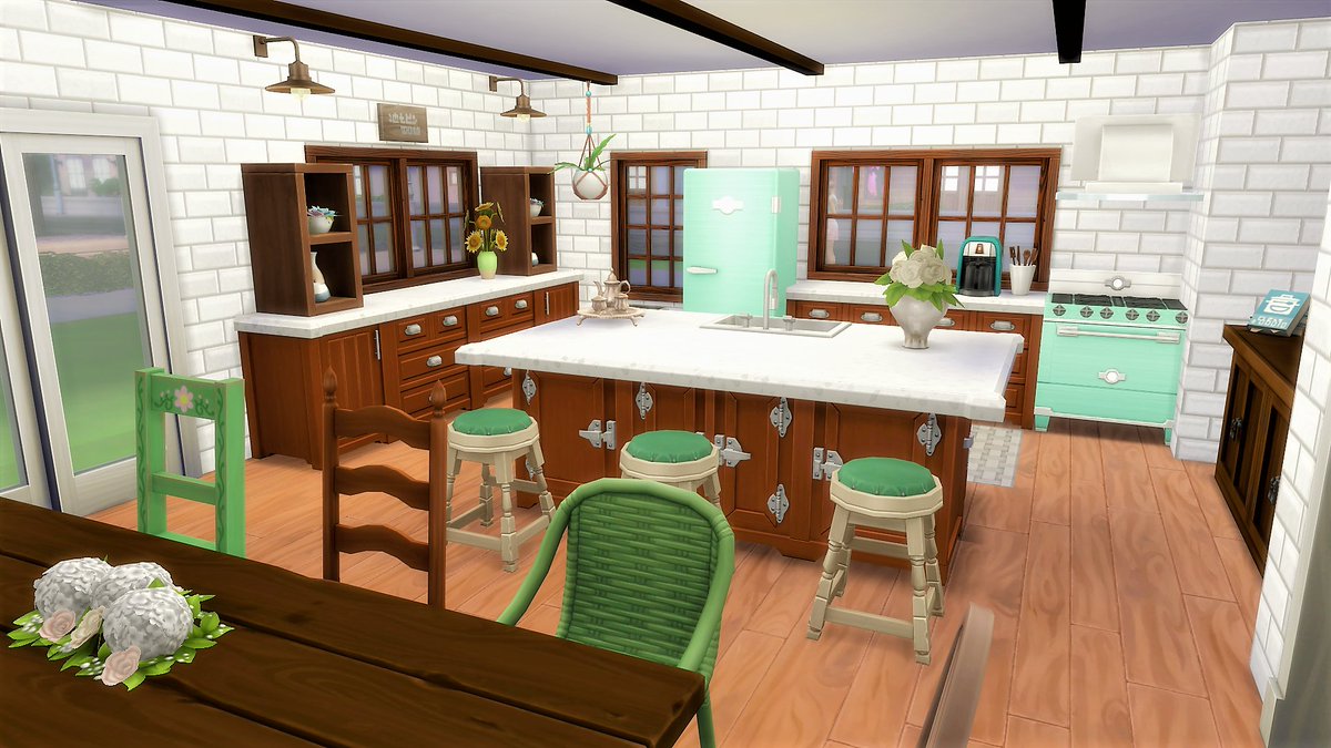 simsscapes's tweet image. Just uploaded this mint pinterest inspired kitchen to the gallery! #Sims4 #ShowUsYourBuilds
