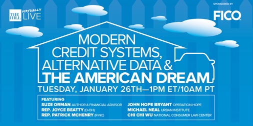 How can alternative data like cell phone, utility and rent payments be incorporated into credit scores to expand #creditaccess? Join #TheHillCredit on Jan. 26 at 1PM ET to discuss how #innovation can tackle modern #credit problems. Register here: https://t.co/F491llciox https://t.co/tDWfYY66tN