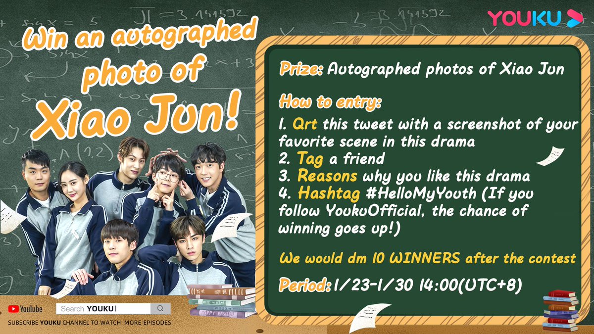 YoukuOfficial's tweet photo. 矿工召唤中👷🏻‍♀️叮！酷酷子成功给大家挖出了10张 #肖俊 签名照 🤩 快快戳下图查看参与方式吧👇🏻#欢迎光临高中生

Summoning Kuanggongs👷🏻‍♀️Ding! We just scooped up 10 signed photos of #XiaoJun for our besties 🤩check out the pic below 👇🏻#HelloMyYouth

Full episodes🔗https://t.co/LwetCaGI7B https://t.co/F0KG10W2BO