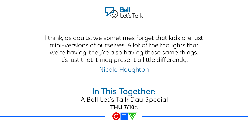 Kids are just mini-versions of ourselves. 🙌❤

Join us for In This Together: A #BellLetsTalk Day Special on Thursday at 7/10c on CTV.