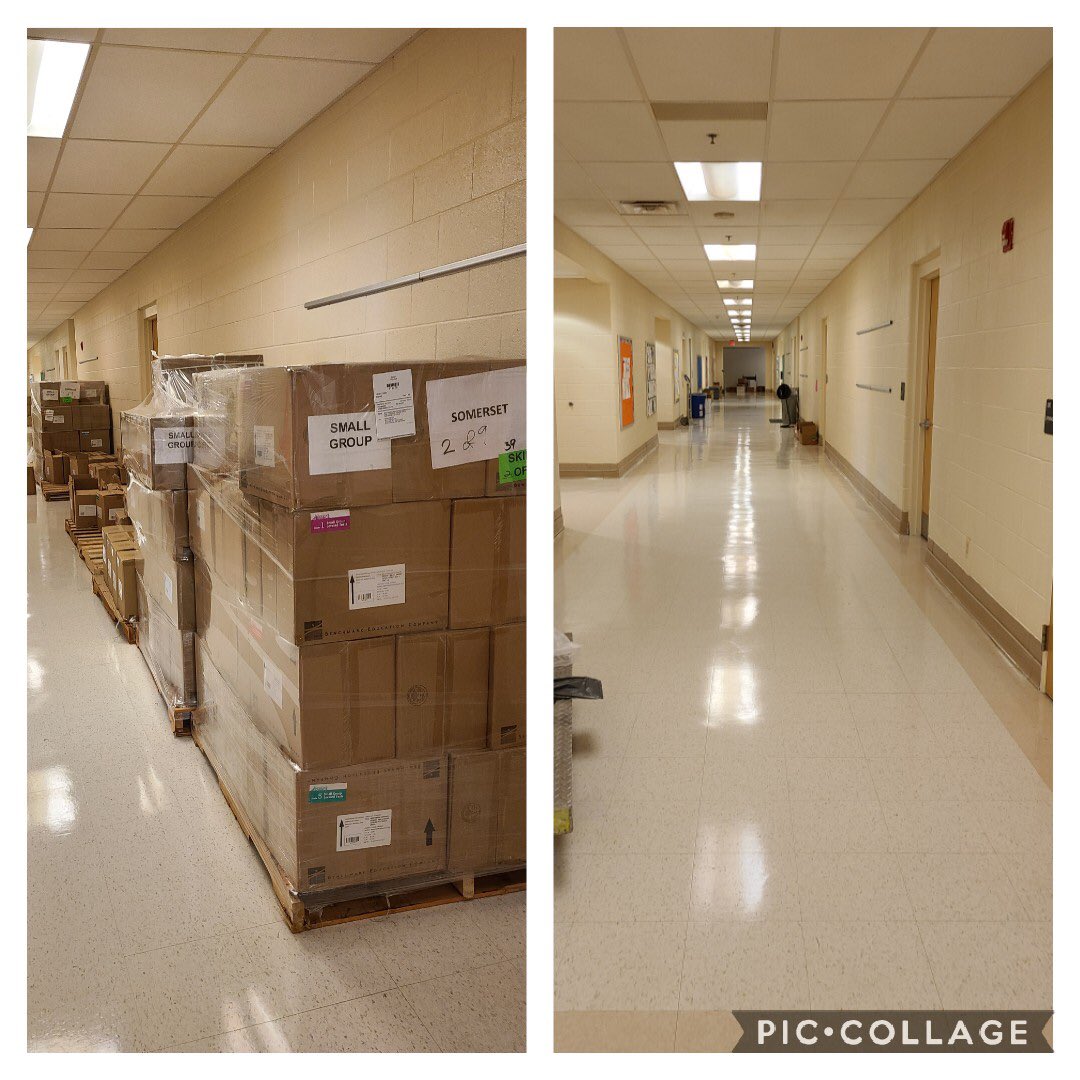 SDTFlores's tweet photo. To all who say reopen schools...no one wants this more than teachers, but it took weeks of planning &amp; mass distribution just to  get one hall cleared. No one is working harder than teachers to get back to school. Everyone do their part, trust we will make it happen. #WearAMask https://t.co/D4r0Zh1Lk6