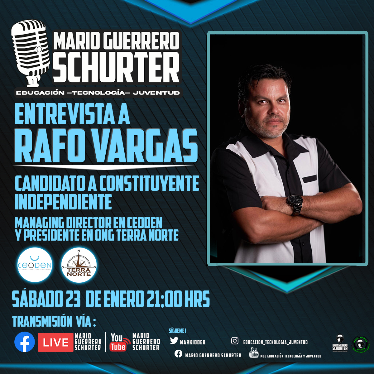 Comenzando este nuevo proyecto de conversación y entrevistas a actores sociales locales de la región.
Este Sábado 😎😎😎

#arica #aricasiemprearica❤️
#emprendimiento #activismo
#inclusión #entrevistas
#conversaciones #debate
#ong #constituyente
#educación #tecnología #juventud