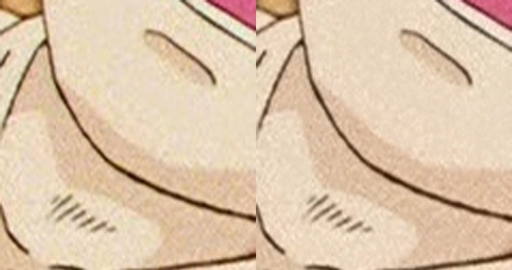 The previous dark area smearing is has now been eradicated! This is subtler, but they also fixed up issues such as the colour noise that plagued the original Dragon Boxes. Now the grain looks natural as was intended. Note how the yellow splotches are gone.