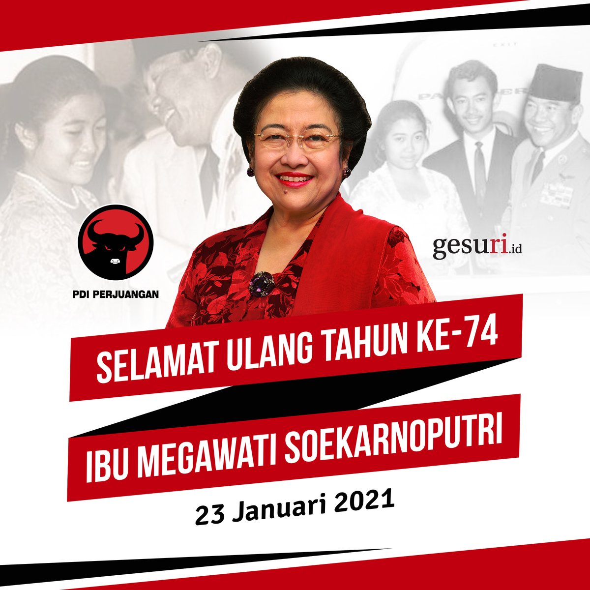 RoniErlan's tweet photo. Selamat Ulang Tahun Bu Mega... sukses selalu #dirgahayubumega #PDIPerjuangan https://t.co/AknaTITuSl
