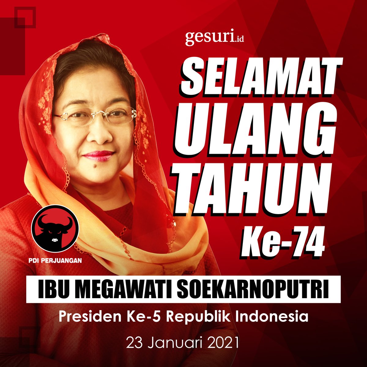 RoniErlan's tweet photo. Selamat Ulang Tahun Ke-74 Ibu Megawati Soekarnoputri.. #dirgahayubumega #PDIPerjuangan https://t.co/JC23IT4i25
