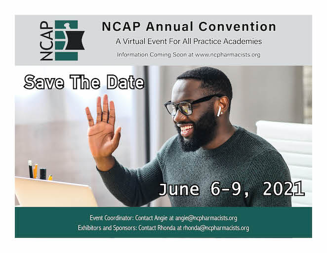 NCPharmacists's tweet photo. NCAP has combined our Spring and Fall meeting into one for our Annual Convention! Your Practice Academy Leaders are working to create programming specific to your needs. However, your registration will allow you to attend all programming! Save the Date for June 6-9, 2021. https://t.co/7SlrnXfTSA