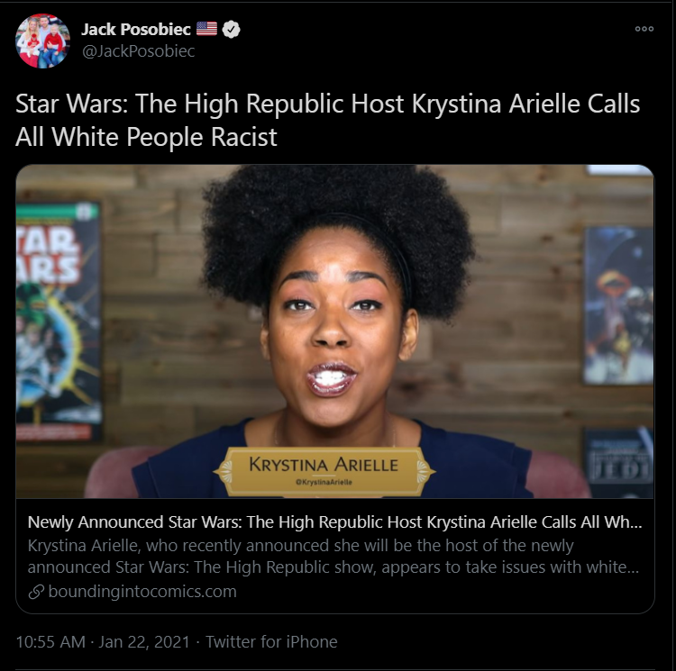 I'm referring to the tweet below. The alt-right has basically flamed out in video games and the superhero genre and is now seeking to rebuild a troll army in the Star Wars franchise.