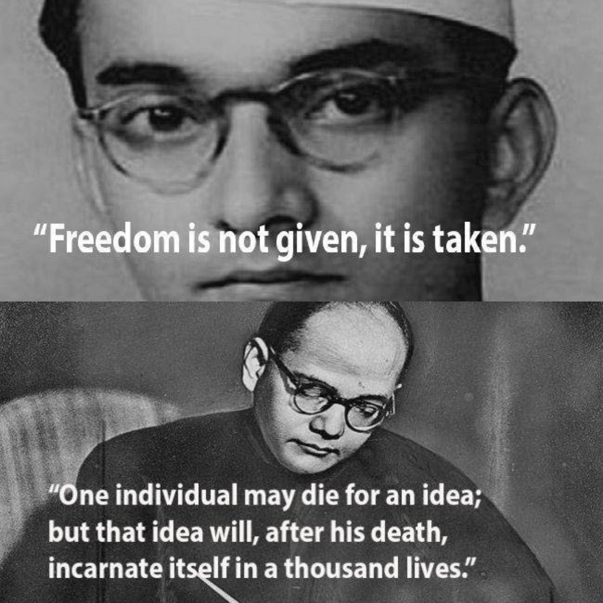 minepoojasharma's tweet photo. Legends never dies😭
They are immortal
His fight, his perspective,his lessons made a new sunrise in India to snatch freedom.Rabindranath Tagore Called him "Deshnayak"#23rdJanuary #Netaji #Netaji125 #NetajiSubhashChandraBose #NetajiJayanti #NetajiJayanthi #NetajiBirthday #23rdJan https://t.co/XA1Y2Mb2I8