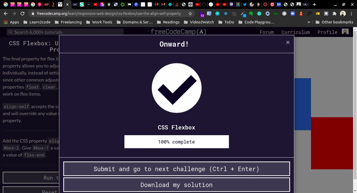 AdamuCreates's tweet photo. Day 3 of #100DaysOfCode
Completed the FlexBox and Grid Challenges on @freeCodeCamp. Onto the Project part towards claiming the Responsive Web Design Certification
@_100DaysOfCode @freeCodeCamp #RWDC #BeBetter https://t.co/wiixf5I9Bl