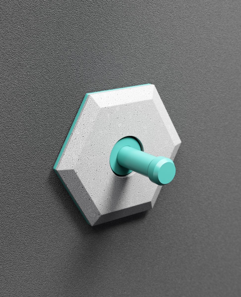 polyfaction's tweet image. A new idea, mask holder, made of custom color plastic base, with a concrete top.  Peg can be removed and replaced with a hook, sunglass holder, bag, etc.  Thoughts?
.
#polyfaction #geometric #minimalism #maskholder #mask #covid19 #pandemic #wallart #concrete #hexagon #wearamask