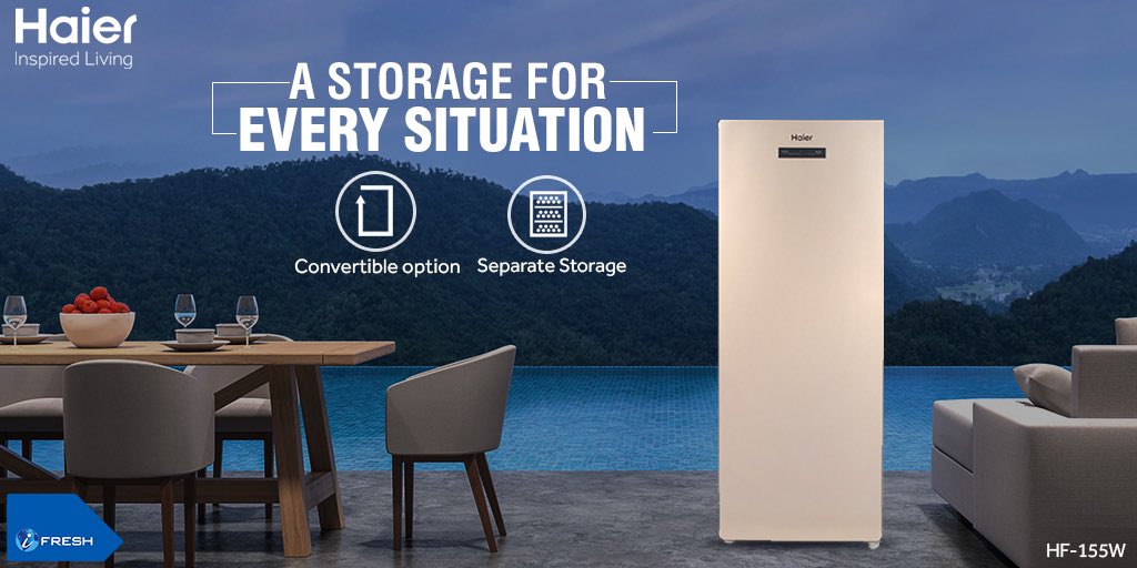 IndiaHaier's tweet photo. All veg zone or equal partitions for your veggies and meat? Whatever your need be, #Haier #VerticalFreezers will help you achieve it. With the option to convert it as per your liking, you'll never be fighting for space.
#DeepFreezer #FreezingSolutions #StoreMore #FreezeMore https://t.co/RsZSgiJu9F