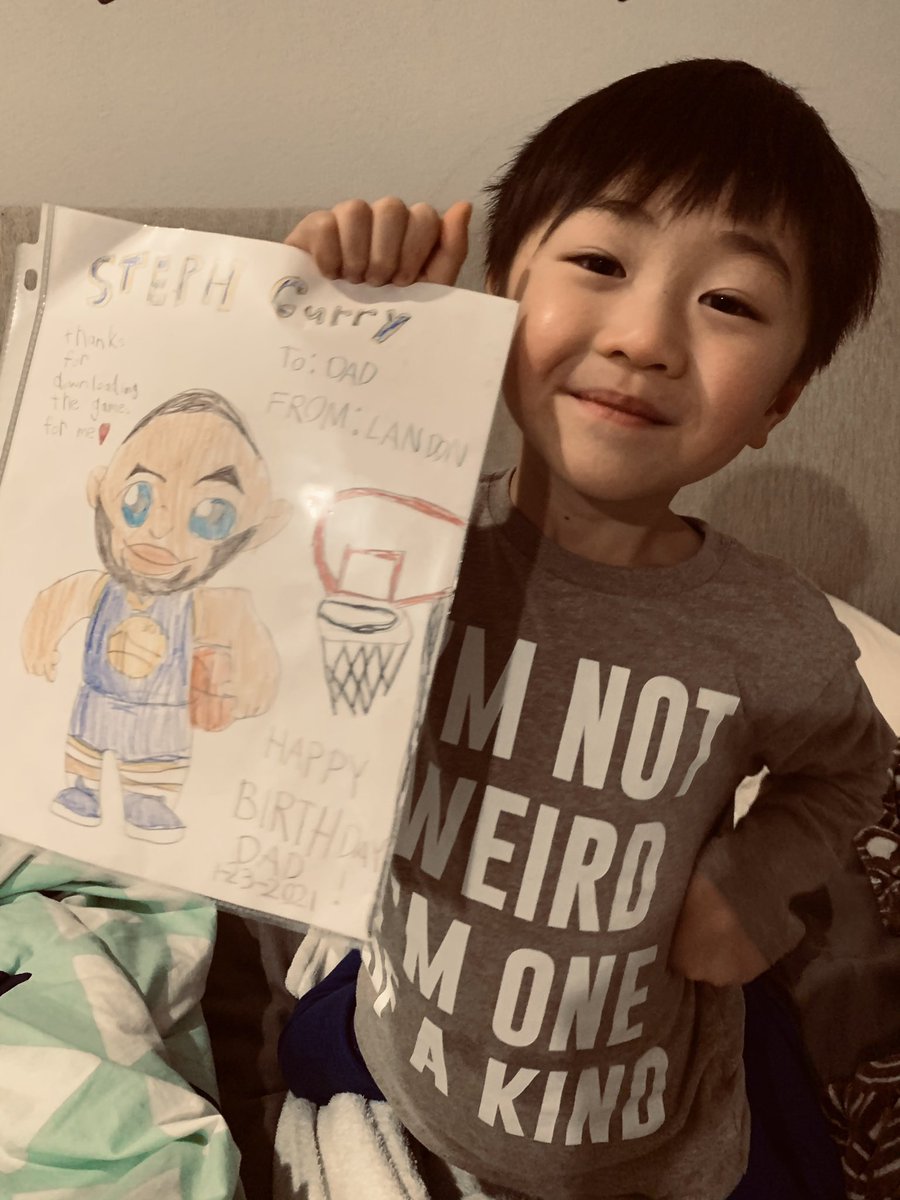 My kindergartener's present to me for my bday. <a href="/StephenCurry30/">Stephen Curry</a> sorry bout the lack of hair 😂 #dubnation