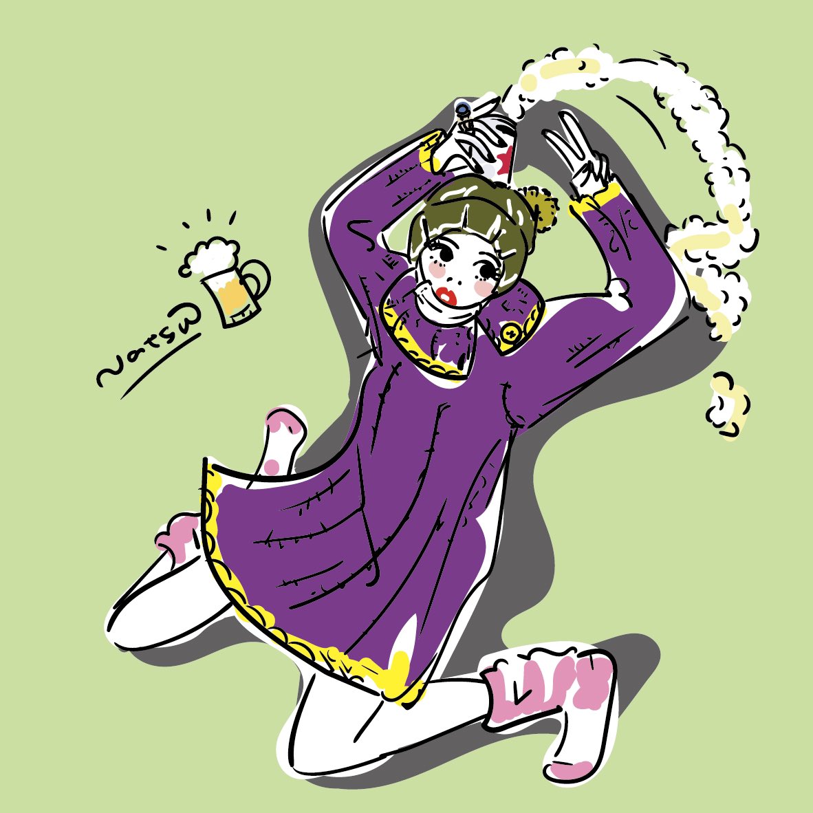 Natsu 美容家イラストレーター ぱーっといこうぜ 後片付けもちゃんとしてね かわいい イラストレーター イラスト