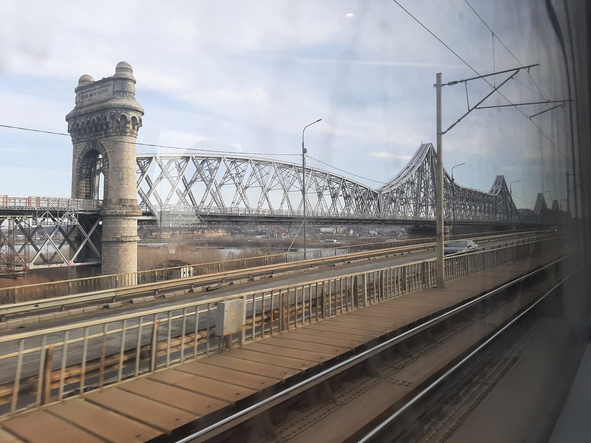 The railway line crosses the  #Danube twice (the river has two streams here). The second bridge, the Anghel Saligny Bridge from 1895, is a historic monument.