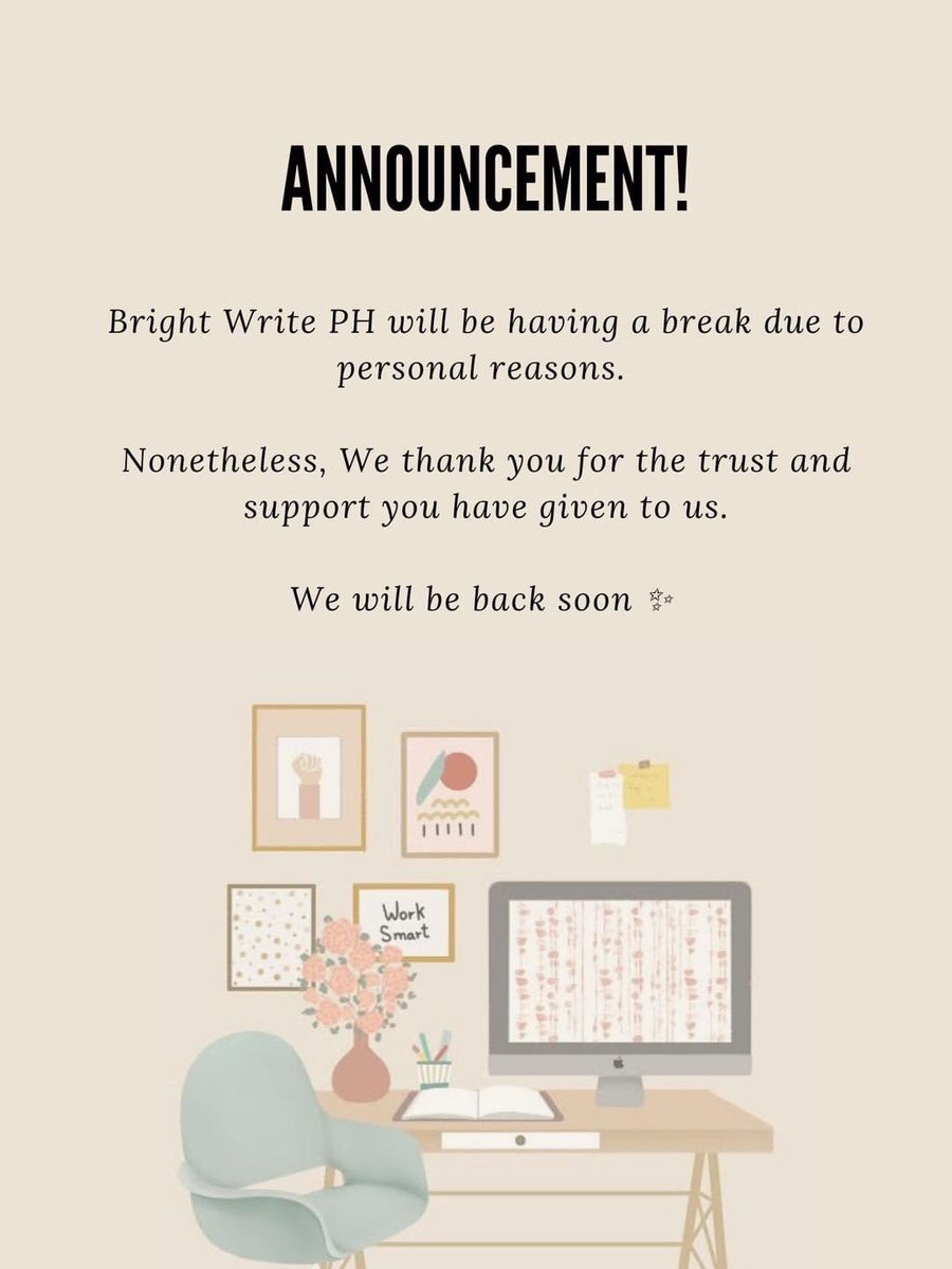 BrightWritePH's tweet image. To our beloved clients, see announcement below ✨
