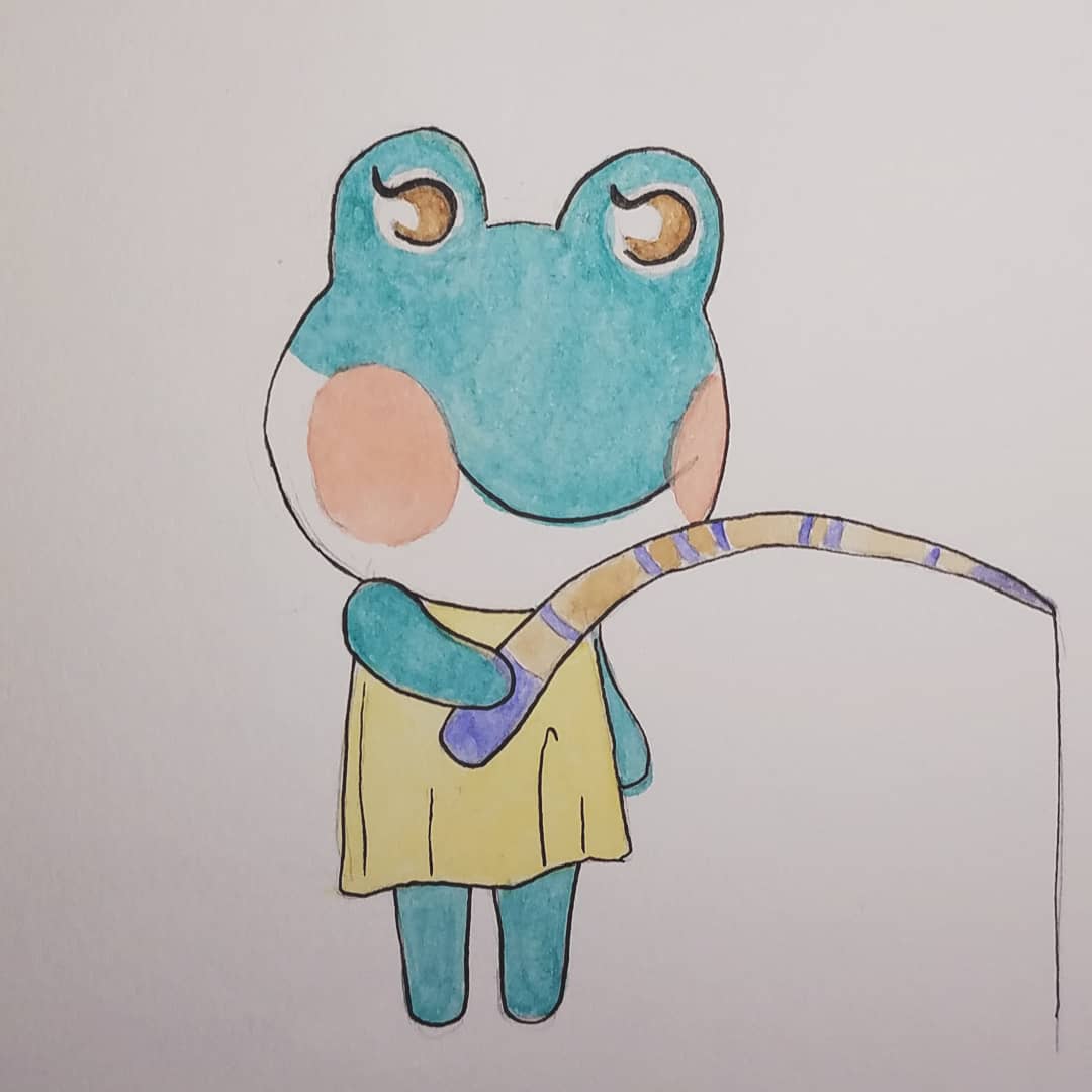 olive_crossing's tweet photo. I suk at watercolor lol, lily is a dreamie of mine and I'd love to have maple on my island but ive never found either of them 😭 https://t.co/kcUs59Wapf