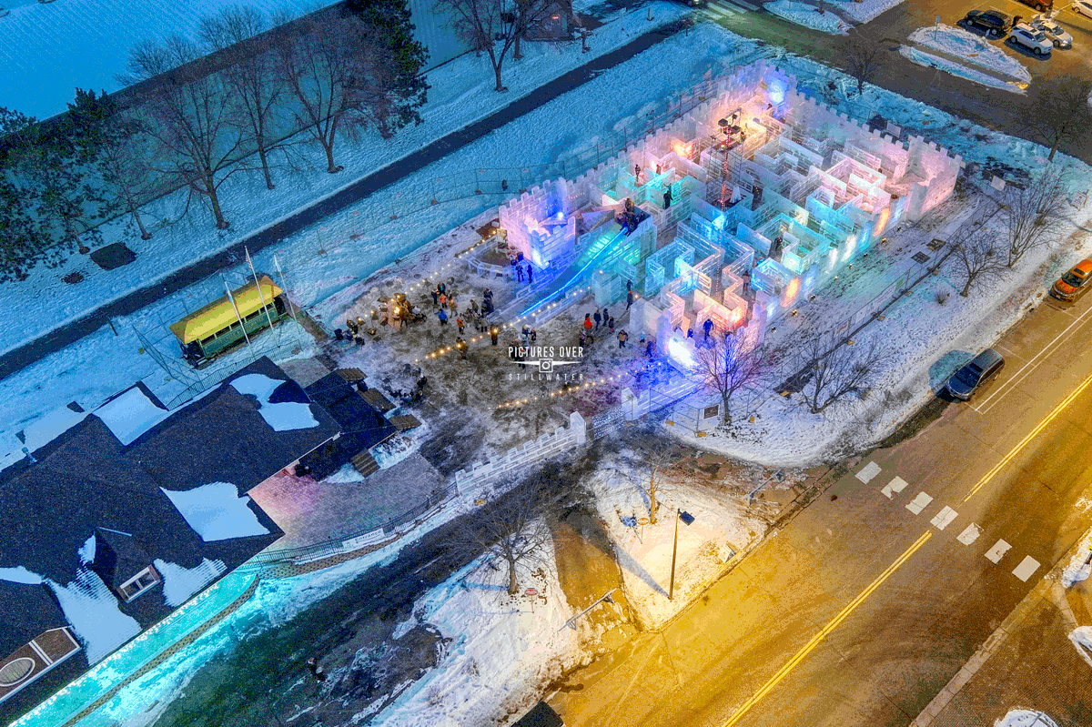 postillwater's tweet photo. Downtown @iLoveStillwater @MNBirthplace @TheZephyrTheatr #icemaze #icepalace opening day and night #WinterWonderland #winterfest #iceicebaby #icemazemn @storageio @StillwaterCOC #aerialphotography @exploreminn @MaryEDivine https://t.co/bv1I4gAwoN