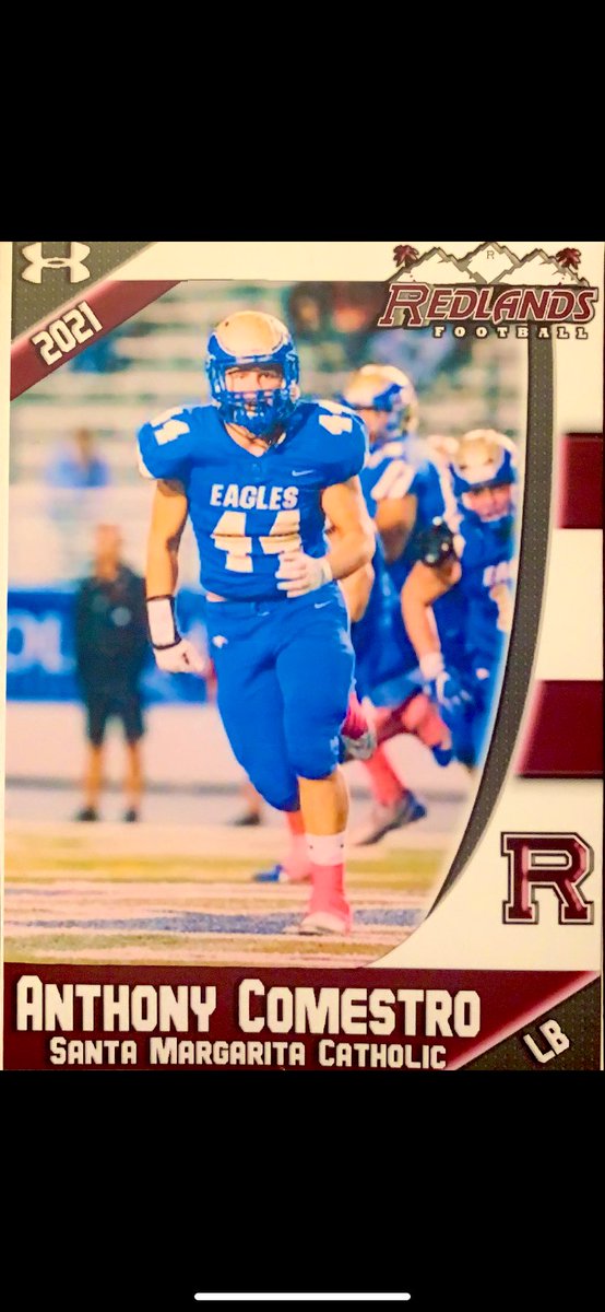 ComestroAnthony's tweet photo. I am beyond blessed and extremely excited to announce that I have received an offer from University of Redlands. Thank you @UR_CoachGood for the opportunity! @SMCHSAthletics @SMCHS_Football @CoachRouz https://t.co/SZH6yUMlN2