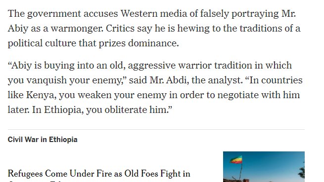 Then there's this. There is nothing journalistically, factually wrong with this, but I respectfully take issue with Rashid's portrayal of Ethiopian culture and this supposed "political culture that prizes dominance." Let's look at that.