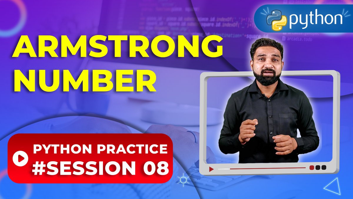 NewtumSolutions's tweet image. Python Practice 8 : Check an Armstrong Number
youtu.be/WBDvf2lV3D0
newtum.com/python_online_…
#pythonprogramming #codingforkids #pythonforkids #pythonlearning #newtum #pythondatascience #eduwood #PythonPracticeSeries