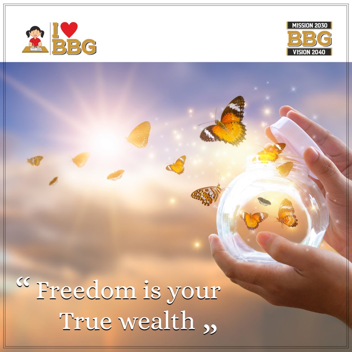 bbgindia's tweet photo. #BBGIndia - Freedom is your true wealth.

#buildingblocksgroup #bbgfoundation #bbgrealestate #truewealth #mind #gwoth #investmentment #freedom #life https://t.co/ZKnyAZwmZ0
