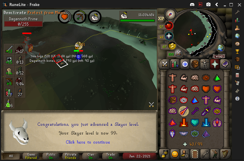 FrakeOSRS's tweet image. 99 Slayer. 19/23 done.