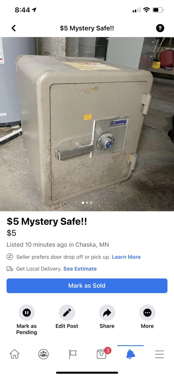 So I did what anyone would do...I listed it as a “$5 Mystery Safe” on Facebook Marketplace.