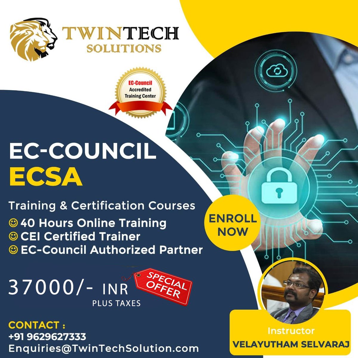 solutions_twin's tweet photo. The ECSA course is a fully hands-on program with labs and exercises that cover real world scenarios. By practicing the skills that are provided to you in the ECSA class to uncover the security threats that organizations are vulnerable to. https://t.co/KPhe46Tv8y #twintech #ecsa https://t.co/ryy4YmAVwa