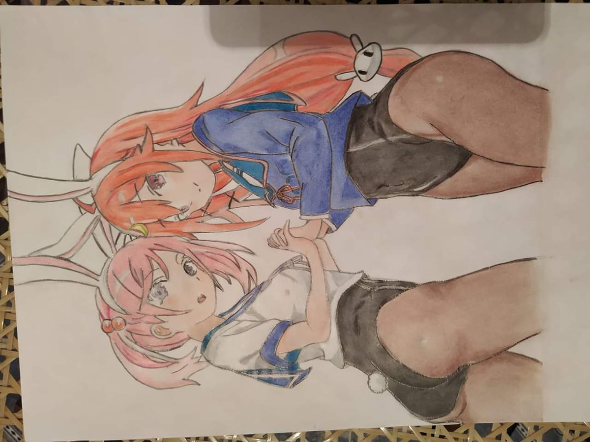 DawaComissions's tweet photo. Dibujo a mano 6, 2 personajes #lolis
#anime #a_mano #2girls #neko #conejas https://t.co/rhFn6STyRN
