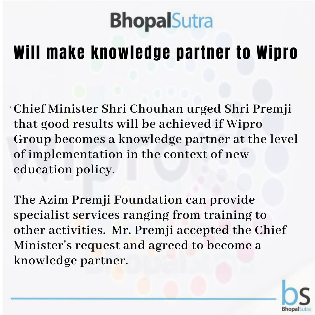 bhopalsutra's tweet photo. @Wipro  to establish a new software development centre at bhopal

#bhopalsutra #wiproinbhopal #bhopalnews #bhopalnewsupdates #bhopalnewsofficial #updateaofbhopal #bhopalinfo #bhopal #bhopalupdates https://t.co/2eHIVCTIr3