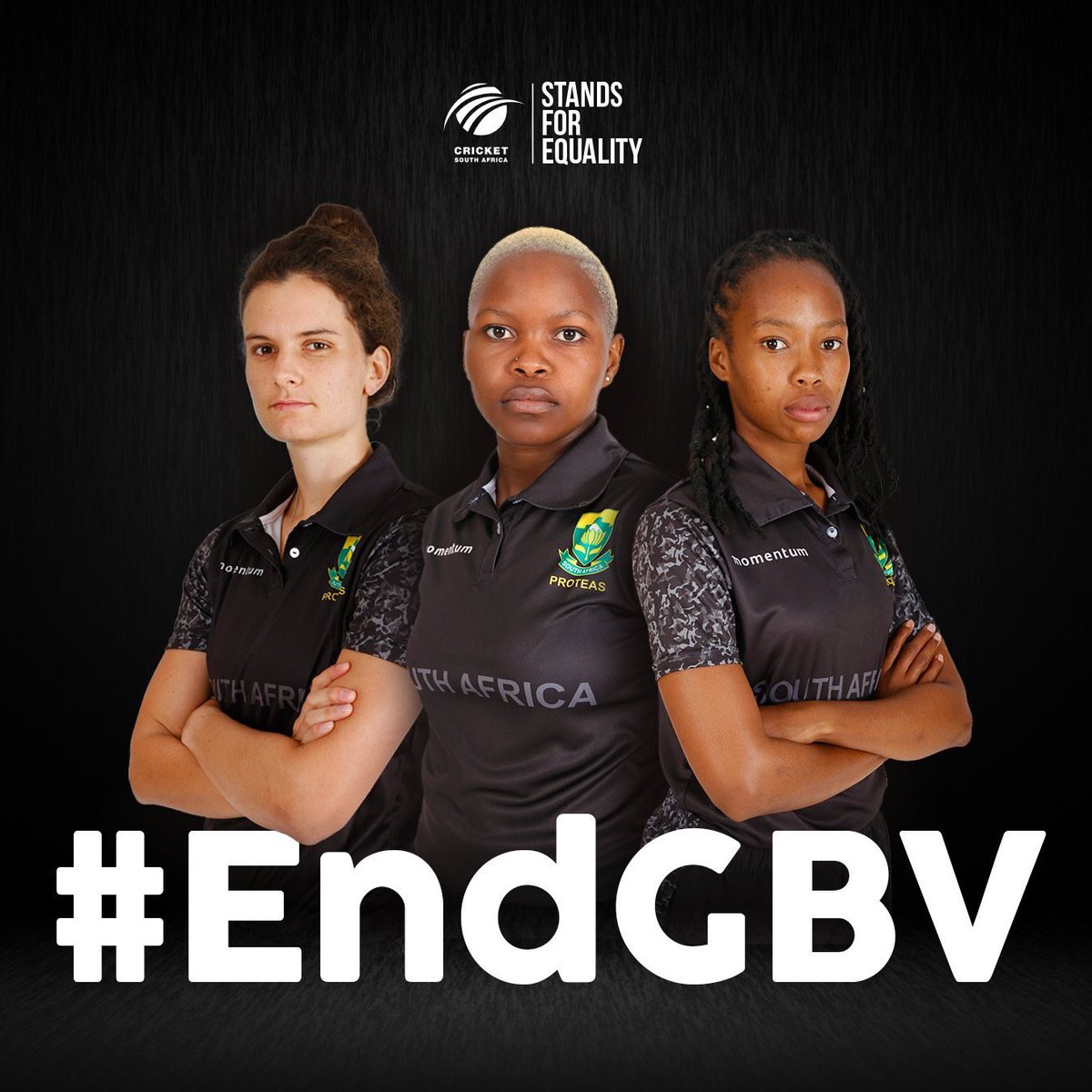 We stand with the #MomentumProteas as they spread the message against #GBV. Today is the day #EndGBV #GoBlack