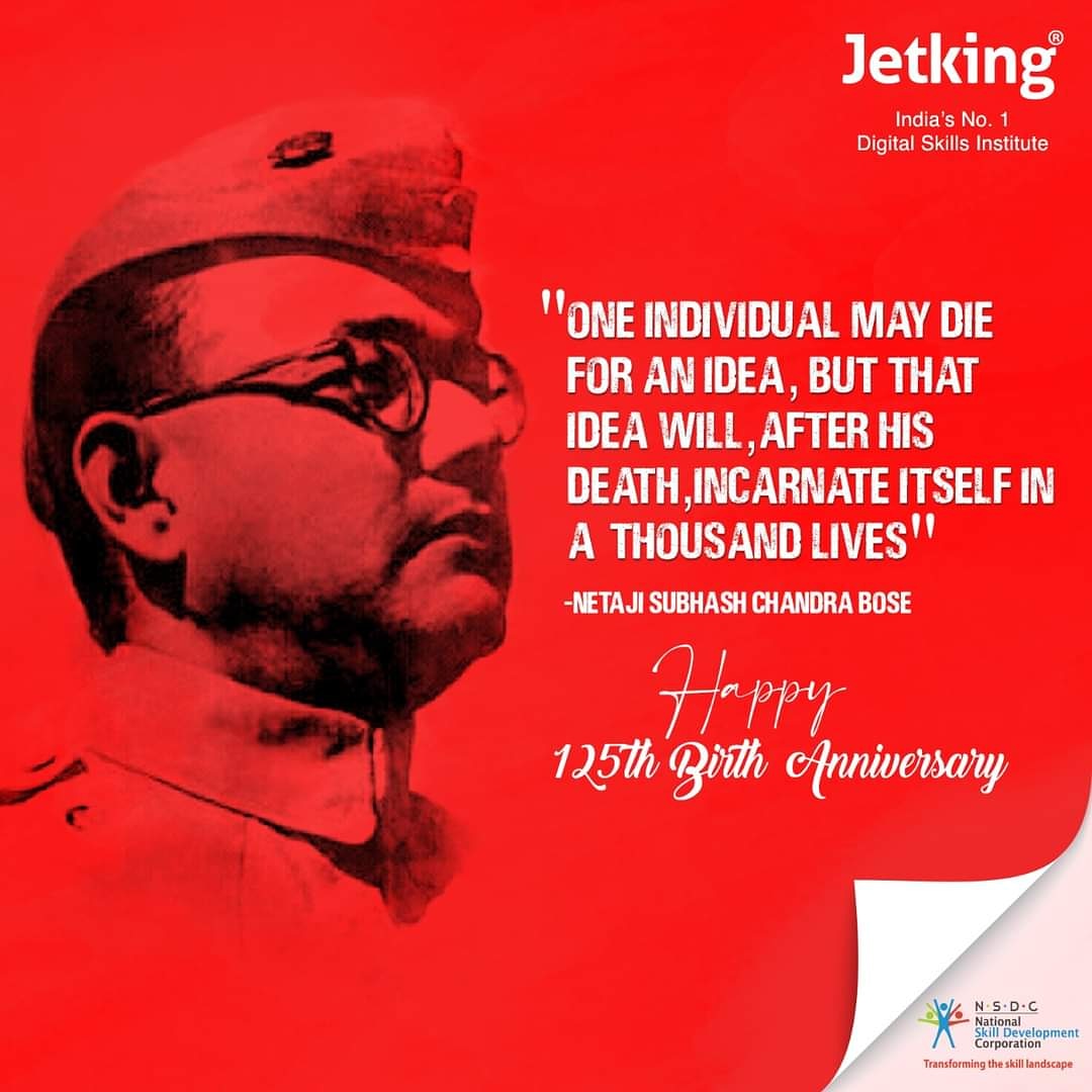 Jetkingbnr's tweet photo. Jetking pays homage to the one-man army Netaji Subhash Chandra Bose on his 125th birth anniversary. 

#NetajiSubhasChandraBose #JETKING_BIDHANNAGAR https://t.co/Ldr4mm6lGp