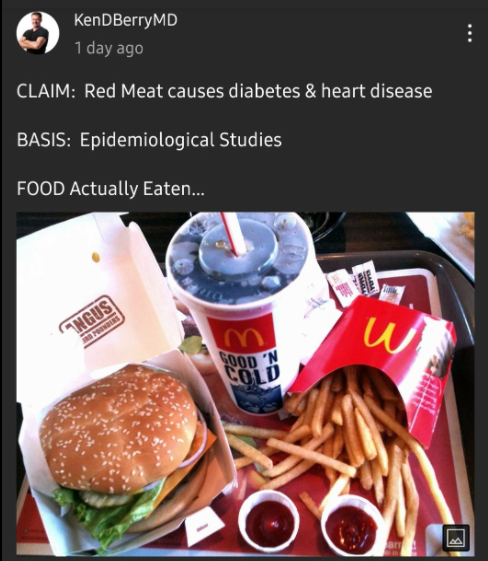 Contoh, studi observasional menunjukkan konsumsi daging merah yang tinggi menyebabkan diabetes dan penyakit jantung. Bisa jadi ada korelasi antara keduanya. Tapi, bisa ada puluhan zat makanan lain yang juga berkorelasi.