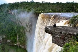 Is Guyana in South America. Our first site is Kaieteur Falls on the Potaro River in Kaieteur National Park. Its total height is 822 feet high and is one of the most powerful waterfalls in the world with an average flow rate of 23,400 cubic feet per second.