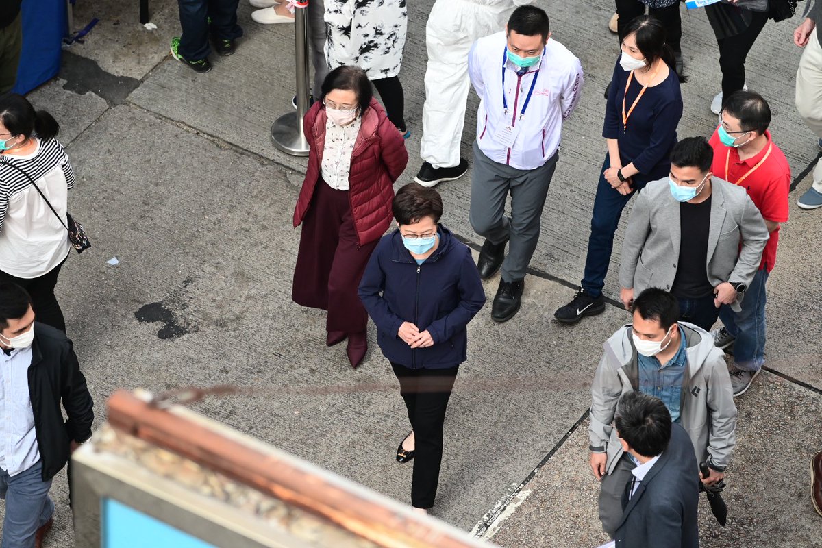 Chief Executive Carrie Lam just walked into the lockdown area. Someone was chanting something but we cannot hear the content.