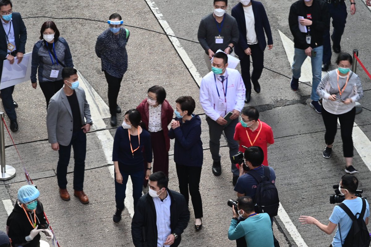 Chief Executive Carrie Lam just walked into the lockdown area. Someone was chanting something but we cannot hear the content.