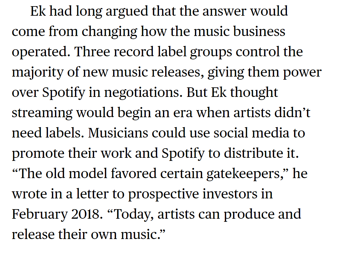 Until Spotify manages to truly decentralise the grip the record labels have on majority of new releases, it is rather difficult to change the fundamentals of their business