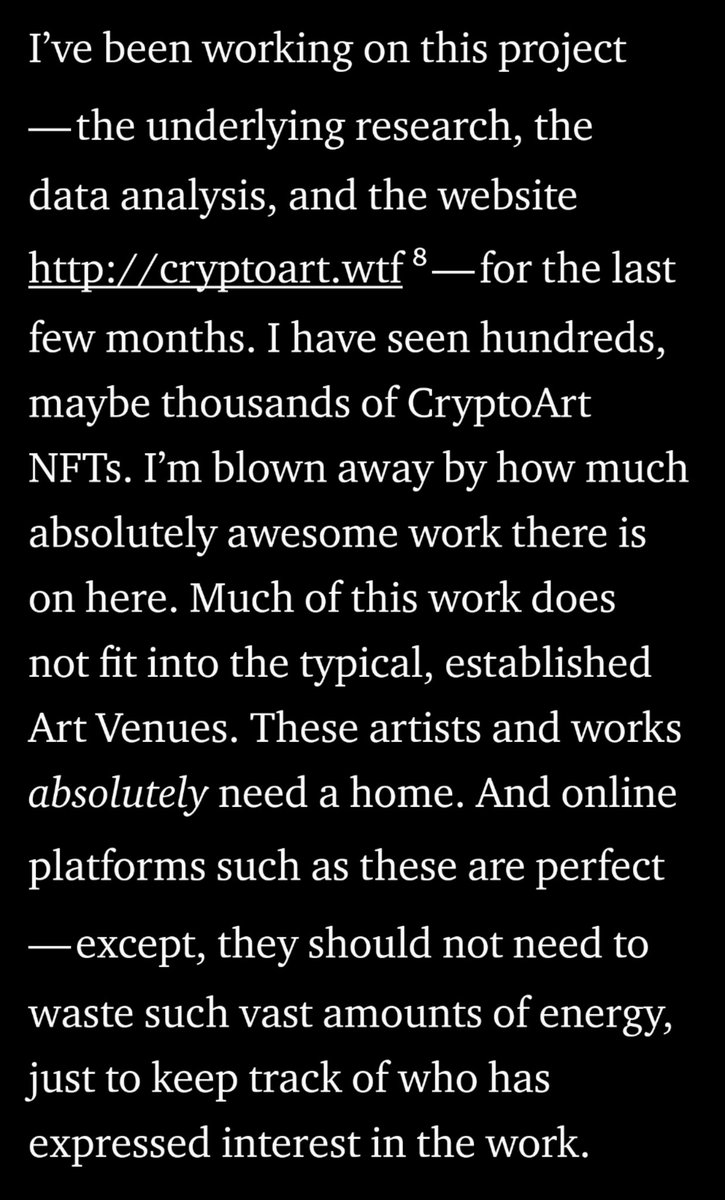 Artists *should* be able to release 100s of digital artworks. There is absolutely no reason that releasing 100s of digital artworks should consume 100s of MWh.