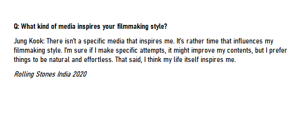 As for inspirations to his film making, he isn’t inspired by specific media, but that his life and time influences him to improve his contents.