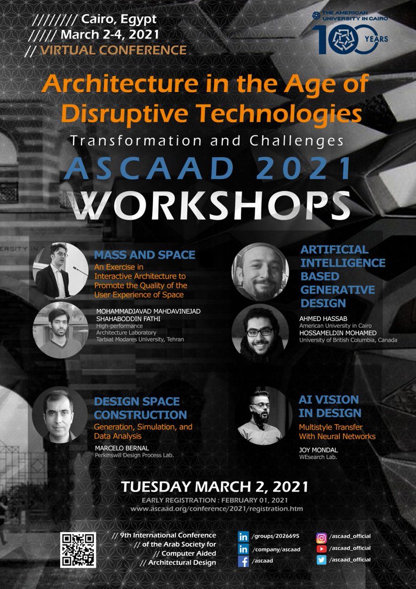 ascaad_official's tweet photo. Early bird registration is now open! Have you checked the workshops?
#ascaad #ascaad2021 #conference #cumincad #workshops #workshop #digitalTechnologies
Please RT and share widely ππ¦ https://t.co/IApMZRy9Xm